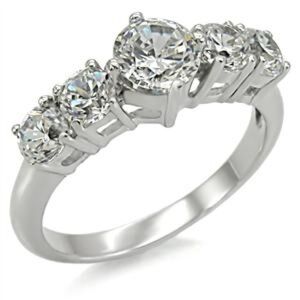 1.5ct Diamonique Cz round cut Engagement Wedding Ring silver Stainless Steel QVC